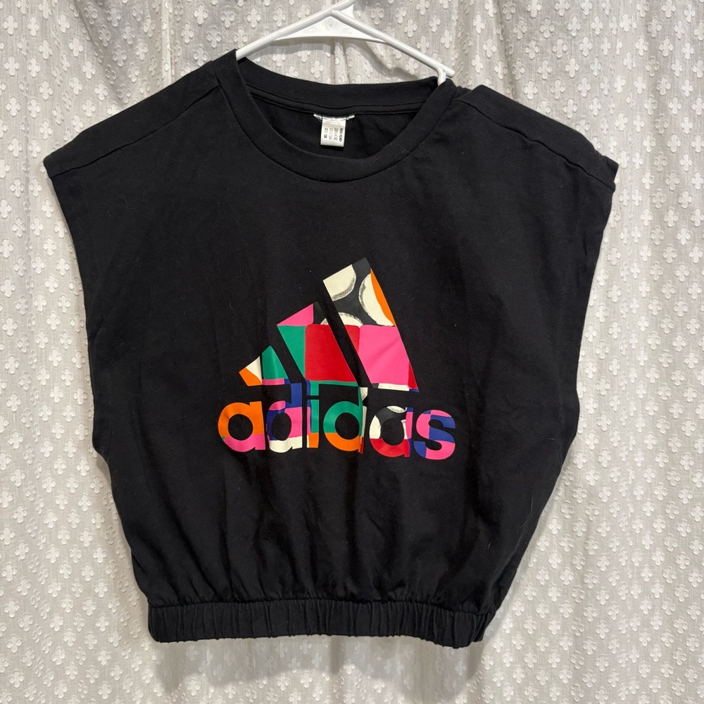 Adidas x Farm Rio Black Logo Cropped Tank Top